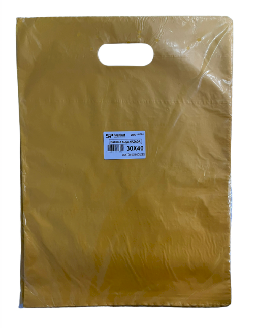4166 - SACOLA ALCA VAZADA AMARELA 30X40 C/50un (BOCA DE PALHAÇO) - SEGPLAST