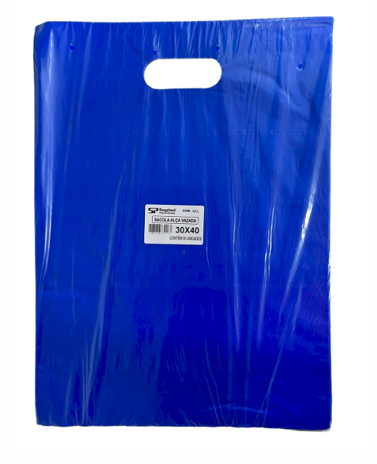 4173 - SACOLA ALCA VAZADA AZUL 30X40 C/50un (BOCA DE PALHAÇO) - SEGPLAST