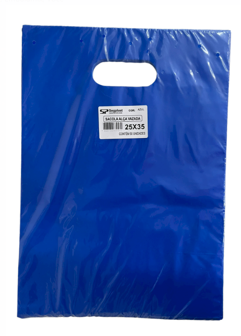 4158 - SACOLA ALCA VAZADA AZUL 25X35 C/50un (BOCA DE PALHAÇO) - SEGPLAST