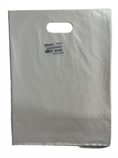 4167 - SACOLA ALCA VAZADA BRANCA 30X40 C/50un (BOCA DE PALHAÇO) - SEGPLAST
