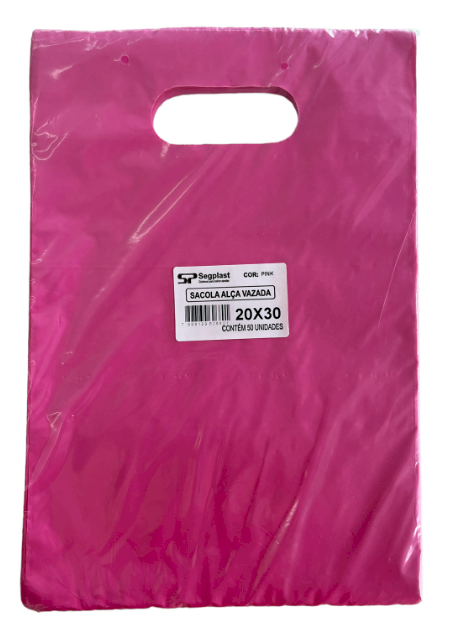 4150 - SACOLA ALÇA VAZADA PINK 20X30 C/50 (BOCA DE PALHAÇO) - SEGPLAST
