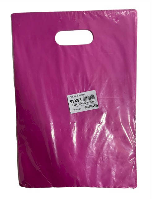4163 - SACOLA ALÇA VAZADA PINK 25X35 C/50un (BOCA DE PALHAÇO) - SEGPLAST