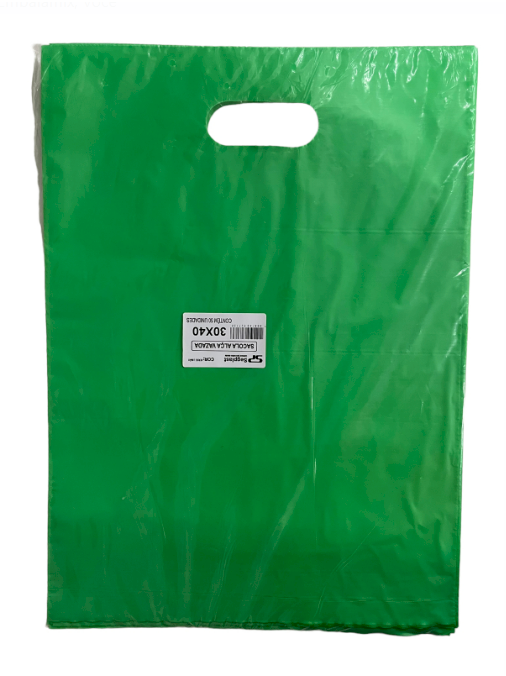 4171 - SACOLA ALCA VAZADA VERDE LIMAO 30X40 C/50un (BOCA DE PALHAÇO) - SEGPLAST
