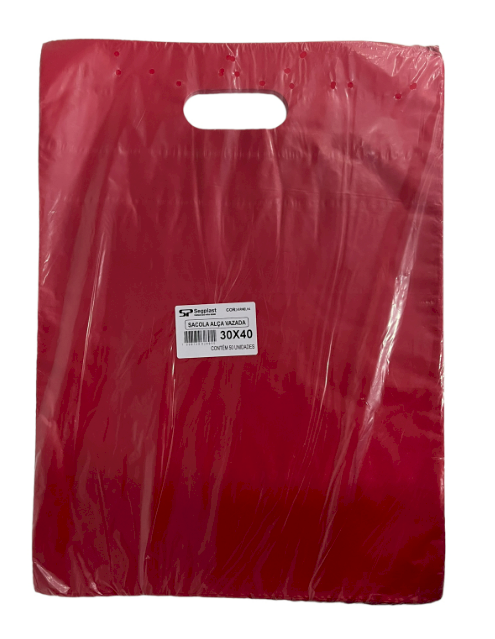 4172 - SACOLA ALÇA VAZADA VERMELHA 30X40 C/50un (BOCA DE PALHAÇO) - SEGPLAST