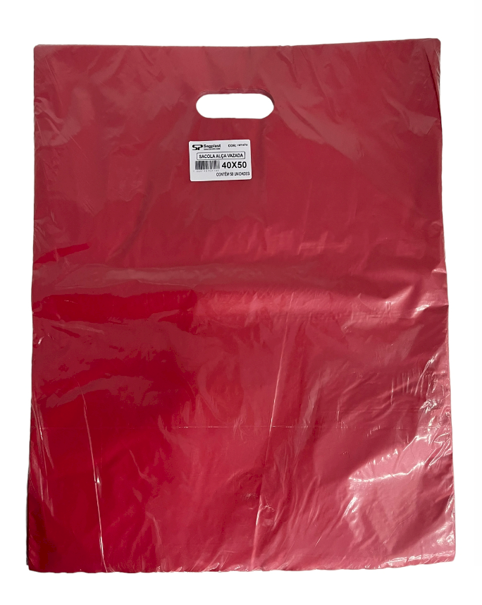4179 - SACOLA ALCA VAZADA VERMELHA 40X50 C/50un (BOCA DE PALHAÇO) - SEGPLAST