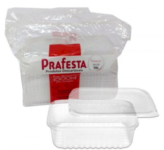 611 - POTE RETANGULAR C/TAMPA 1000ml C/24un - PRAFESTA