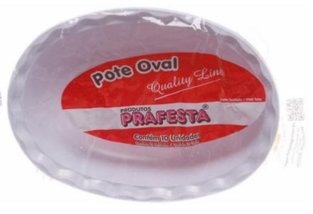 3347 - POTE OVAL BRANCO C/10un - PRAFESTA
