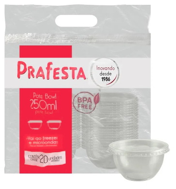 2815 - POTE BOWL 250ML C/ SOBRETAMPA C/20un - PRAFESTA
