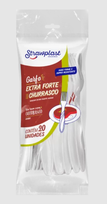 3130 - GARFO EXTRA FORTE CHURRASCO BRANCO C/20un - STRAWPLAST