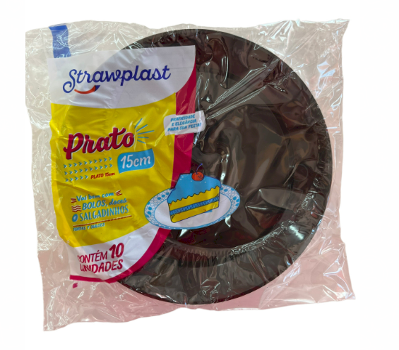 3696 - PRATO REDONDO 15cm PRETO C/10un - STRAWPLAST