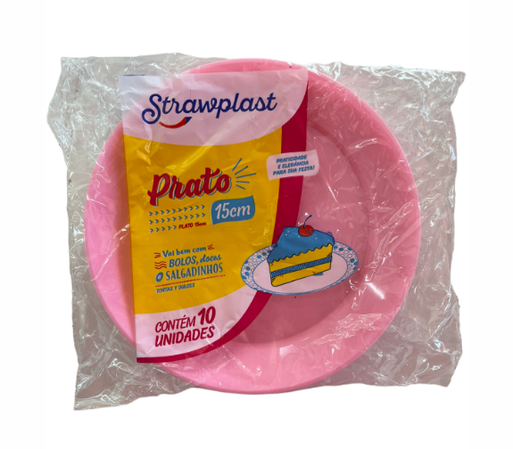 3697 - PRATO REDONDO 15cm ROSA C/10un - STARWPLAST