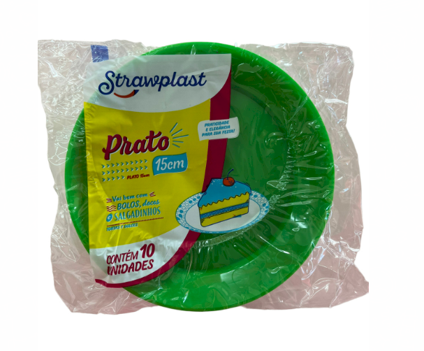 3700 - PRATO REDONDO 15cm VERDE C/10un - STRAWPLAST
