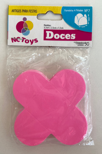 4239 - FORMA 4 PETALAS ROSA NEON C/ 50un - NC TOYS