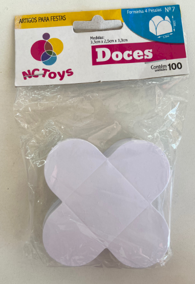 3343 - FORMA 4 PETALAS BRANCA C/100un - NC TOYS