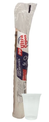 3666 - COPO PP 300ml ESTRIADO TRANSPARENTE C/ 100un - ULTRACOPOS