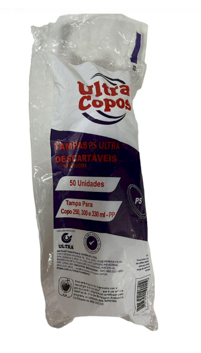 4038 - TAMPA SEM FURO PARA COPO 250/300/330ml PP C/50un - ULTRACOPOS