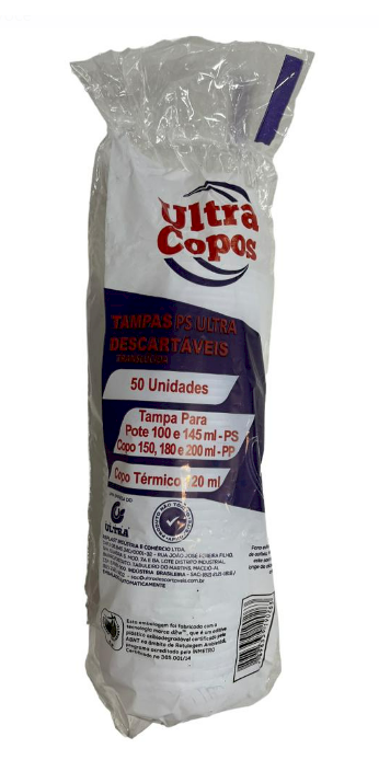 4035 - TAMPA SEM FURO PARA POTE 100/145ml PS E COPO 150/180/200ml PP C/50un - ULTRACOPOS