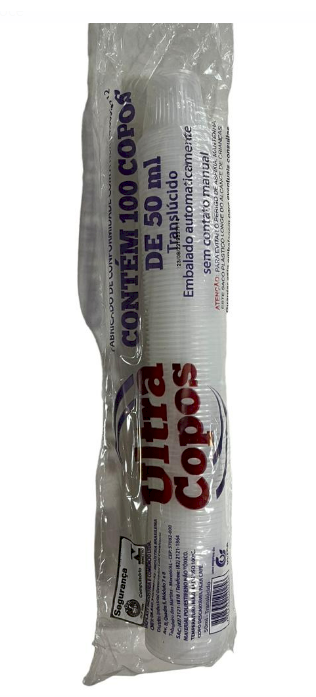 3843 - COPO 50ml ESTRIADO TRANSPARENTE C/ 100un - ULTRACOPOS