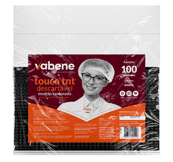 4206 - TOUCA SANFONADA TNT PRETA C/100un - VABENE