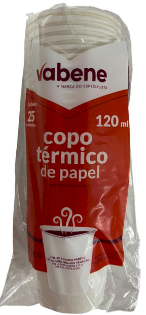 3050 - COPO PAPEL BRANCO 120ml  C/ 25un - VABENE