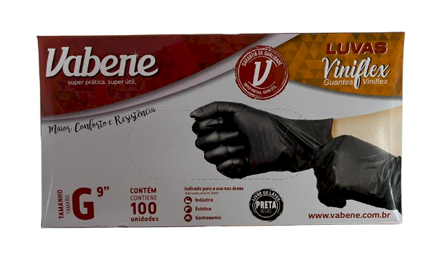 2804 - LUVA VINIFLEX G PRETA C/100un - VABENE