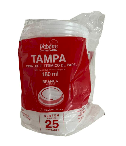 3056 - TAMPA BRANCA P/ COPO PAPEL 180ml C/ 25un - VABENE