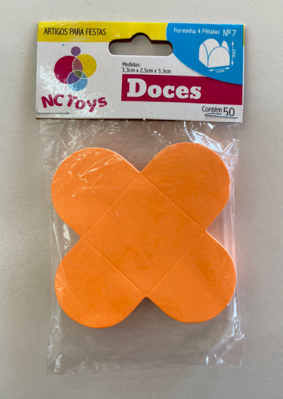 4240 - FORMA 4 PETALAS LARANJA NEON C/ 50un - NC TOYS