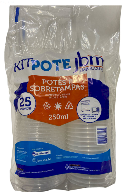 3689 - KIT POTE C/ SOBRETAMPA 250ml C/ 25un - JBM