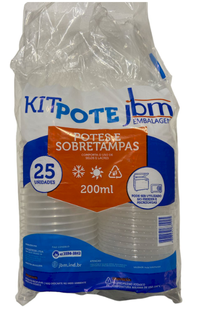 3688 - KIT POTE C/ SOBRETAMPA 200ml C/ 25un - JBM