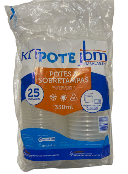 3690 - KIT POTE C/SOBRETAMPA 350ml C/ 25un - JBM