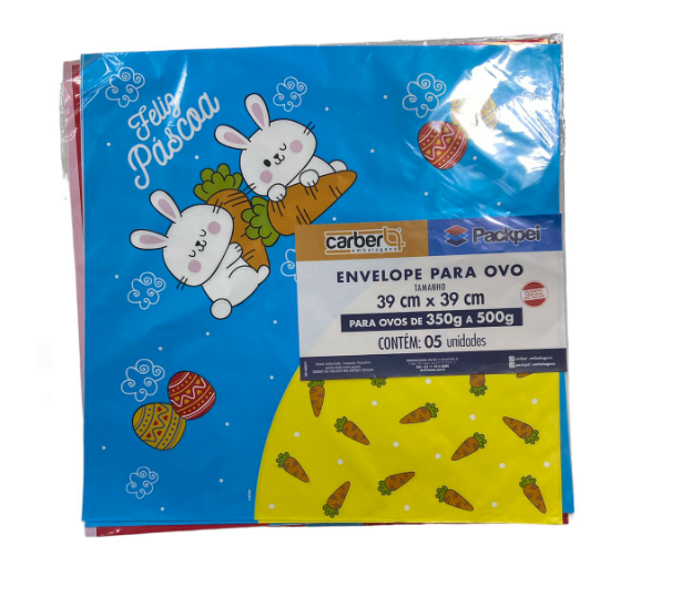 2346 - ENVELOPE P/ OVO 350g A 500g SORTIDO 39x39cm C/5un - PC/CROMUS