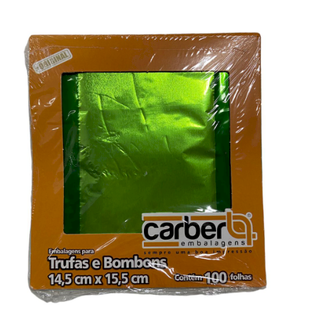 4257 - EMBALAGEM TRUFA LISO VERDE LIMÃO 14,5x15,5cm C/100un - PC/CROMUS