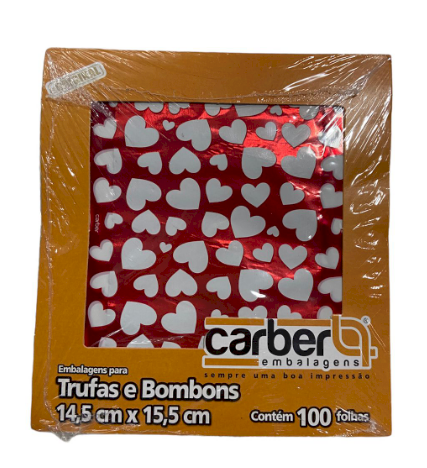 4267 - EMBALAGEM TRUFA LOVE VERMELHO 14,5x15,5cm C/100un - PC/CROMUS