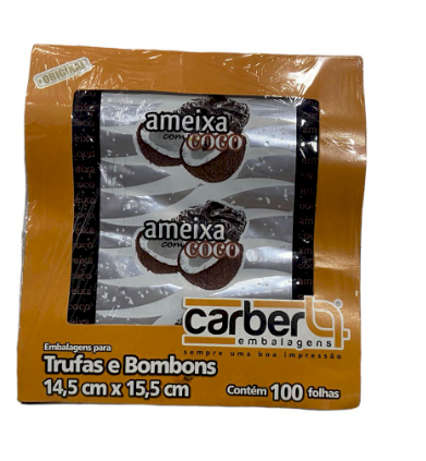 4266 - EMBALAGEM TRUFA AMEIXA COM COCO 14,5x15,5cm C/100un - PC/CROMUS