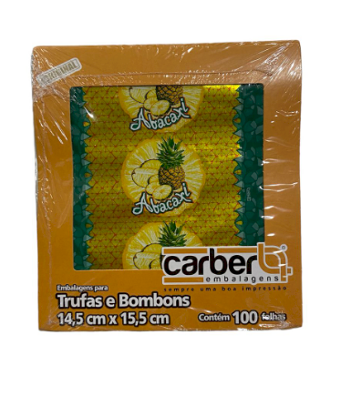 4262 - EMBALAGEM TRUFA ABACAXI 14,5x15,5cm C/100un - PC/CROMUS