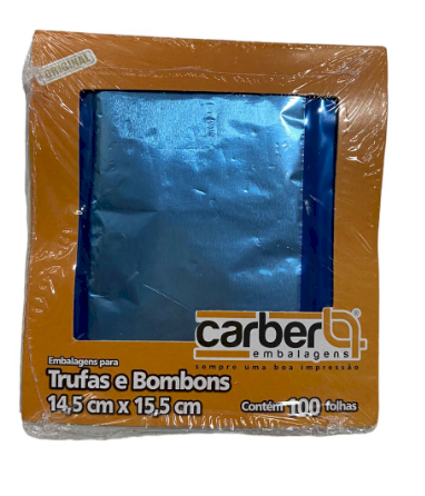 4259 - EMBALAGEM TRUFA LISO AZUL CLARO 14,5x15,5cm C/100un - PC/CROMUS