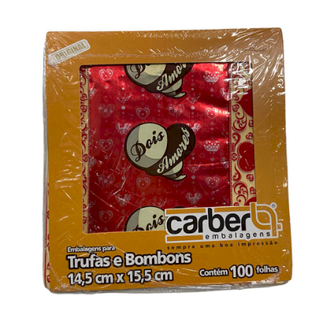 4265 - EMBALAGEM TRUFA DOIS AMORES 14,5x15,5cm C/100un - PC/CROMUS