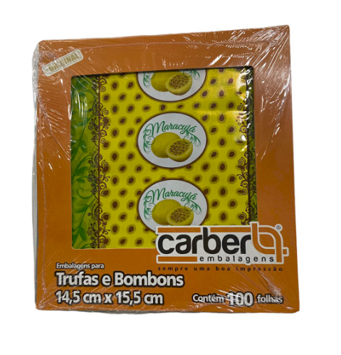 994 - EMBALAGEM TRUFA MARACUJÁ 14,5x15,5cm C/100un - PC/CROMUS