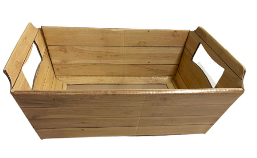 4284 - CESTA DE CARTAO MADEIRA NATURAL M 22x15x9 - PC/CROMUS