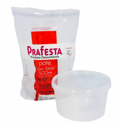 2816 - POTE REDONDO C/ LACRE 500ml C/10un - PRAFESTA