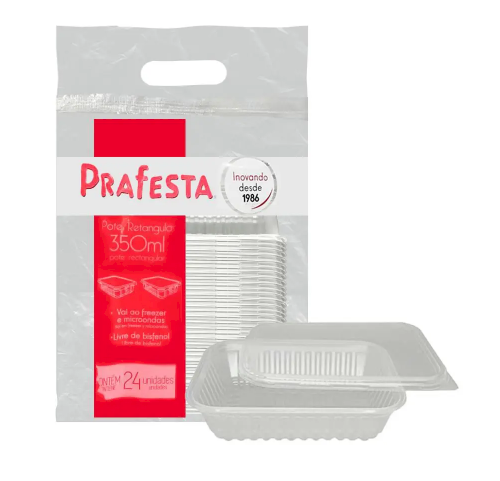 4375 - POTE RETANGULAR C/TAMPA 350ml C/24un - PRAFESTA