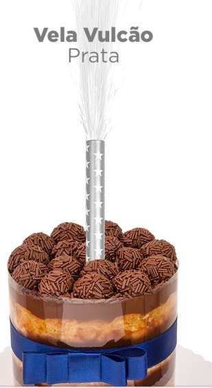 4421 - VELA VULCAO ESTRELADA PRATA - PLAC