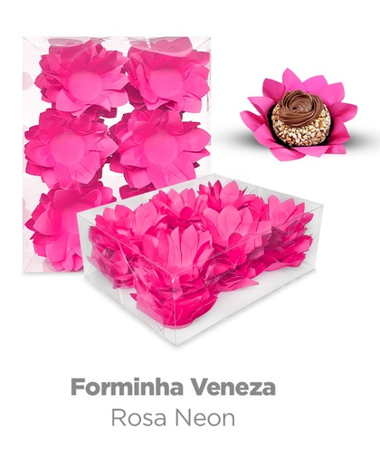 4417 - FORMA P/ DOCES VENEZA NEON C/40un ROSA - PLAC