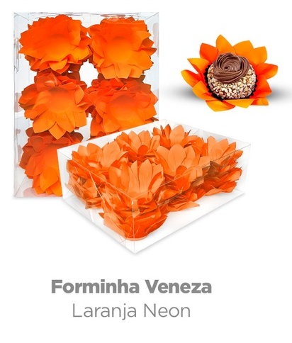 4420 - FORMA P/ DOCES VENEZA NEON C/40un LARANJA - PLAC
