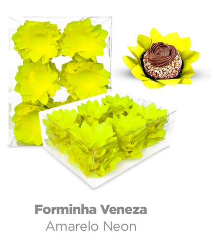 4418 - FORMA P/ DOCES VENEZA NEON C/40un AMARELO - PLAC