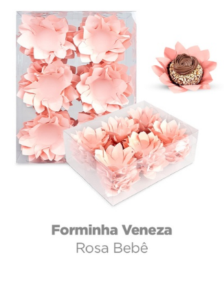4413 - FORMA P/ DOCES VENEZA C/40un ROSA BEBE - PLAC
