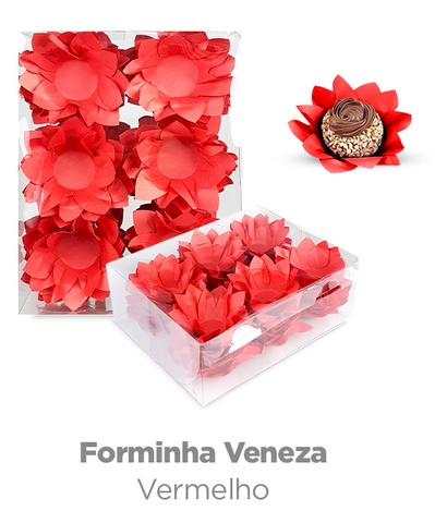 4408 - FORMA P/ DOCES VENEZA C/40un VERMELHA - PLAC