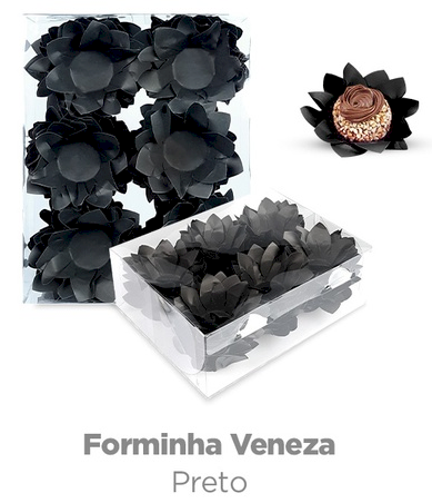4411 - FORMA P/ DOCES VENEZA C/40un PRETO - PLAC