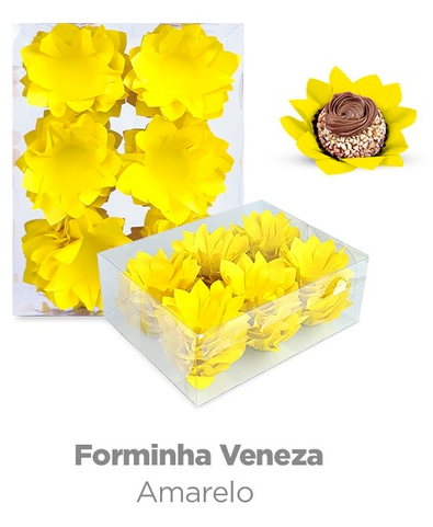4406 - FORMA P/ DOCES VENEZA C/40un  AMARELA - PLAC