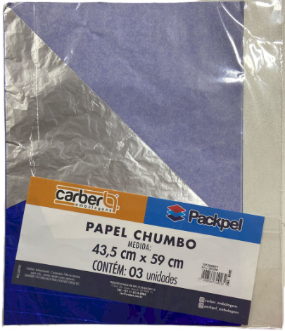 2338 - PAPEL CHUMBO AZUL ESCURO 43,5x59cm C/3un - PC/CROMUS